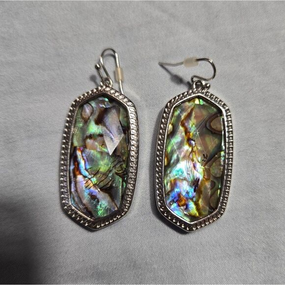 Earrings Iridescent Elongated Silvertone Alloy Fishhook Fashion Jewelry Women - Picture 1 of 8